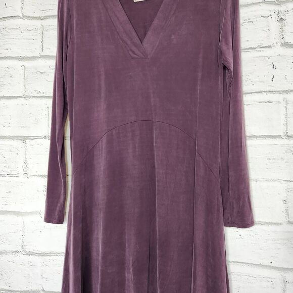 Anthropologie Dolan Left Coast Collection Plum Women's Plunging Swing Dress Sz M - Picture 3 of 13